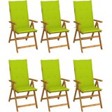  Sklopive stolice 6 kom s jastucima od punog bagremovog drveta Zelena 120 x 50 x 3 cm | shoptok.hr