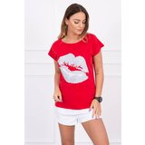 Kesi Blouse with red lip print Cene