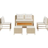 vidaXL Zunanji sofa set Bež in krem Ratan in tkanina Srednje Trajno | Shoptok.si