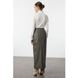 Trendyol Khaki Faux Leather Midi Woven Skirt | Eponuda.ba