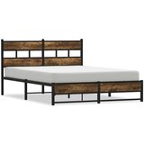 Maison Chic Kovinski Posteljni okvir - Dvoposteljna postelja - Zakonska postelja brez vzmetnice dimljen hrast 140x190cm, (21693368) | Shoptok.si