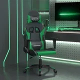 Masažni gaming stol črno in zeleno umetno usnje