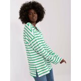 Fashion Hunters White and green oversize blouse with slits Cene