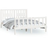 Maison Chic Posteljni okvir - Dvoposteljna postelja - Zakonska postelja z vzglavjem bel trdna borovina 140x200 cm-J15892, (21763347) | Shoptok.si