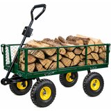 Lean Toys Zložljiv vrtni transportni voziček iz jekla nosilnost 200 kg zelena | Shoptok.si
