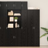vidaXL tanek shranjevalni kabinet črni hrast 30x42.5x225 cm inženirski les Cene