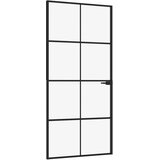 Sobna vrata crna 93 x 201,5 cm kaljeno staklo i aluminij tanka | shoptok.hr