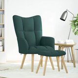  Stolica za opuštanje s tabureom od tkanine tamnozelena | shoptok.hr