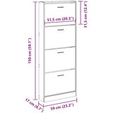 Ormarić za cipele bijeli 59 x 17 x 150 cm od konstruiranog drva | shoptok.hr