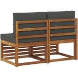  2 Komad Srednja sofa za van Čvrsto drvo akacije Prirodna - Prirodno i antracit 2x srednja | shoptok.hr