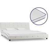 The Living Store Postelja z vzmetnico iz sp. pene belo umetno usnje 160x200 cm - Postelja, (21660131) | Shoptok.si