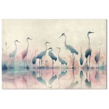  Slika - Birds by the lake - herons painted in watercolour in delicate grey and pink colours 120x80 Premium Print | shoptok.hr