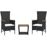  3-dijelni vrtni blagovaonski set s jastucima od poliratana crni Crna | Shoptok.si