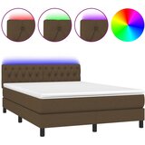  Krevet box spring s madracem LED tamnosmeđi 140x190 cm tkanina | shoptok.hr