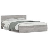 Maison Chic Posteljni okvir - Dvoposteljna postelja - Zakonska postelja z vzglavjem siva sonoma 140x200 cm-J16379, (21769611) | Shoptok.si