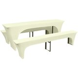 Maison Chic Prevleka za zunanjo pohištvo - Tri Delni Komplet Prevlek za Mizo / Klopi Kremne Barve, (21795527) | Shoptok.si