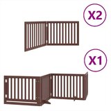vidaXL Ograda za pse z vrati zložljiva 8 panelov rjava 640 cm les | Shoptok.si