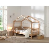 Vipack Otroška postelja iz masivne bukve v obliki hiške z letvenim dnom 90x200 cm v naravni barvi Forrest – | Shoptok.si