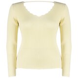 Trendyol Curve Ecru V-Neck Straight Bodycone Corduroy Sweater Plus Size Blouse | shoptok.hr