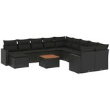 14-dijelni set vrtnih sofa s jastucima poliratan crni | shoptok.hr