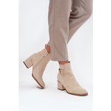 Boto Insulated women's ankle boots with heel with gold elements light beige Ambrine | shoptok.hr