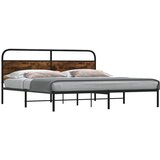 Metalni Kovinski posteljni okvir brez vzmetnice dimljen hrast 183x213cm, (21611237) Cene