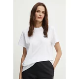 Karl Lagerfeld Bombažna kratka majica ženska, bela barva, 245W1712