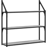 Maison Chic Stenska polica - Viseča Polica 3-nadstropna siva sonoma 80x21x78,5 cm inž. les, (21793482) | Shoptok.si