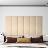 vidaXL Stenski paneli 12 kosov krem 30x30 cm blago 1,08 m² | Shoptok.si