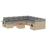 Maison Chic Seti vrtnega pohištva - Vrtna garnitura - Vrtni pohištvo set 12-delna z blazinami bež poli ratan, (21816551) | Shoptok.si