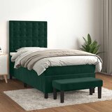 Box spring krevet s madracem tamnozeleni 90x200 cm baršunasti | shoptok.hr