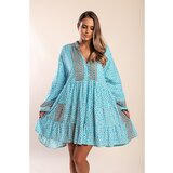 Fenzy Pamučna Mini Haljina S Uzorkom, Svijetlo Plava | shoptok.hr
