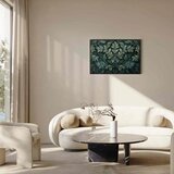 Slika - Dark Green Victorian Leaves: Botanical Carved Composition 90x60 U crnom drvenom okviru | shoptok.hr