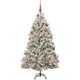 vidaXL Umestno božično drevo Zelena in Bela 180 cm PVC in kovina | Shoptok.si