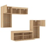  5-dijelni zidni TV elementi s LED svjetlima boja hrasta drveni | shoptok.hr