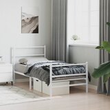 Maison Chic Kovinski Posteljni okvir - Enojna postelja - Postelja za odrasle z vzglavjem in vznožjem bel 90x200 cm, (21695957) | Shoptok.si