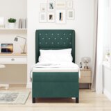 Box Postelja z vzmetnico Temno Zelena 80x200 cm Žamet, (22052642) | Shoptok.si