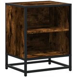 Maison Chic Nočna omarica - Nočna miza dimljeni hrast 40x31x50 cm inž. les/kovina, (21689948) | Shoptok.si