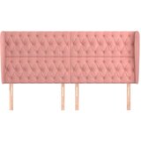  Vzglavje z ušesi roza 183x23x118/128 cm žamet, (20932737) | Shoptok.si
