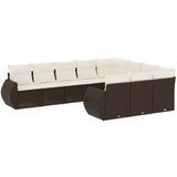 Maison Chic Seti vrtnega pohištva - Vrtna garnitura - Vrtni pohištvo set 10-delna z blazinami rjava poli ratan, (21811807) | Shoptok.si