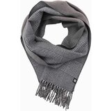 Ombre Double-sided men's checkered scarf with tassels - black and white Cene