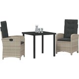 vidaXL 3-delni set vrtnarskega jedilnika s blazinami v svetlo sivi poli ratanu, (22087842) | Shoptok.si