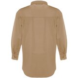 Trendyol Gray Single Pocket Boyfriend Wide Fit Cotton Woven Shirt | Eponuda.ba