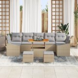  10-delni vrtni kavč set z blazinami Bež Poli Ratan Akacija | Shoptok.si
