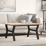 vidaXL Klubska mizica Y okvir 90x90x45,5 cm trdna borovina lito železo Cene