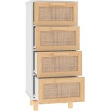  Komoda bijela 40 x 30 x 90 cm masivna borovina i prirodni ratan | Eponuda.com
