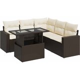  6-dijelni set vrtnih sofa od poliratana s jastucima smeđi | shoptok.hr