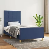 Okvir za krevet s uzglavljem plavi 100x200 cm od tkanine