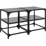  Stolići za kavu s crnim staklenim vrhom 2 kom 40x40x45 cm čelik | shoptok.hr