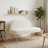  Oblikovana klupa s naslonjačem Krem 110 x 60 x 76 cm Bouclé Cijene